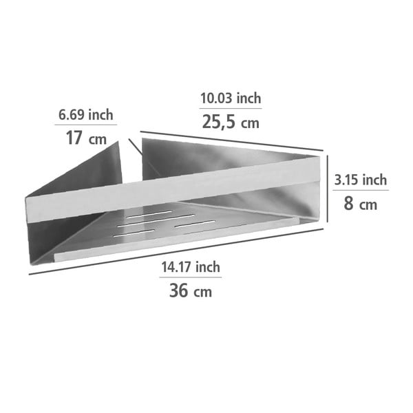 Kotna kopalniška polica iz nerjavečega jekla v mat srebrni barvi z namestitvijo brez vrtanja Genova – Wenko-image-2