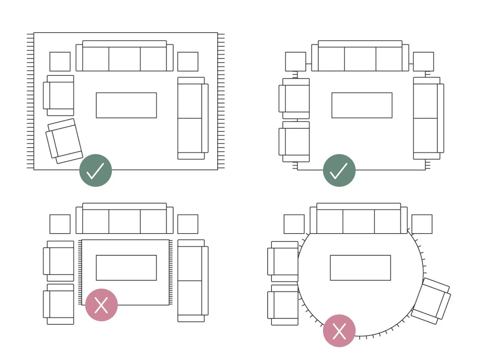 Kako izbrati preprogo? Bolje je izbrati večjo velikost, da bo prostor deloval enotno.