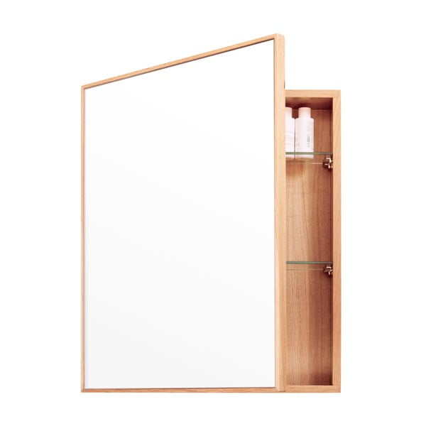 Kopalniška omarica iz hrastovega lesa z ogledalom Mezza Wireworks, 45 x 55 cm