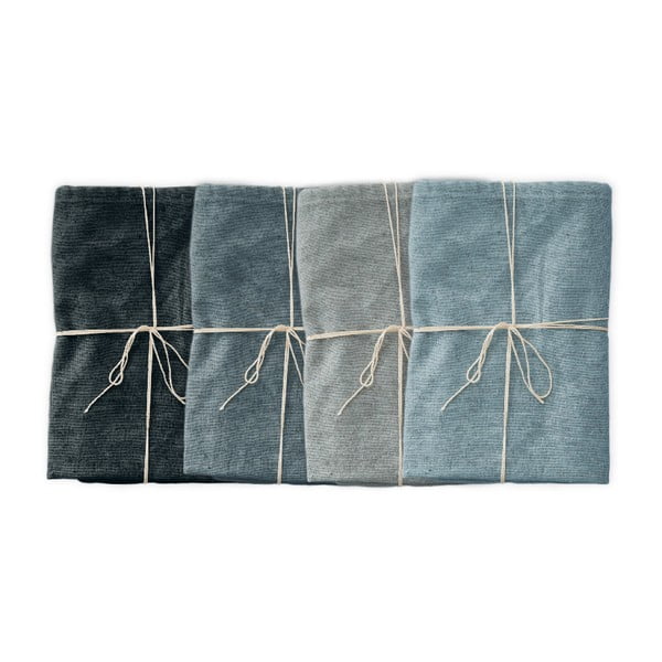 Komplet 4 prtičkov z mešanico lanu Linen Couture Blue Gradient, 43 x 43 cm