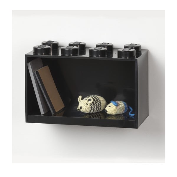 Otroška črna stenska polica LEGO® Brick 8
