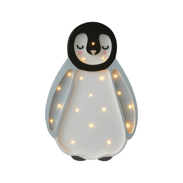 Siva namizna svetilka Little Lights Baby Penguin iz borovega lesa, višina 26,5 cm