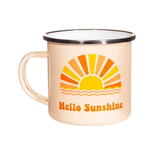 Oranžno-bela emajlirana skodelica Sass & Belle Hello Sunshine, 350 ml