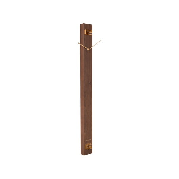 Rjava lesena stenska ura Karlsson Discreet Long, 7,7 x 90 cm