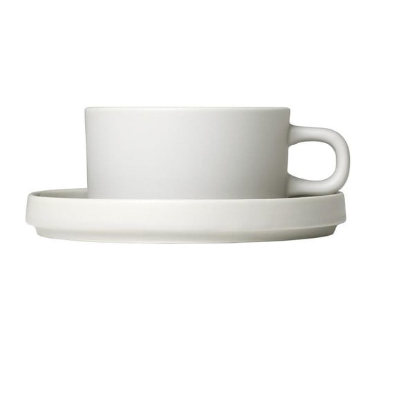 Komplet 2 beliih keramičnih skodelic za kavo s podstavki Blomus Pilar, 170 ml