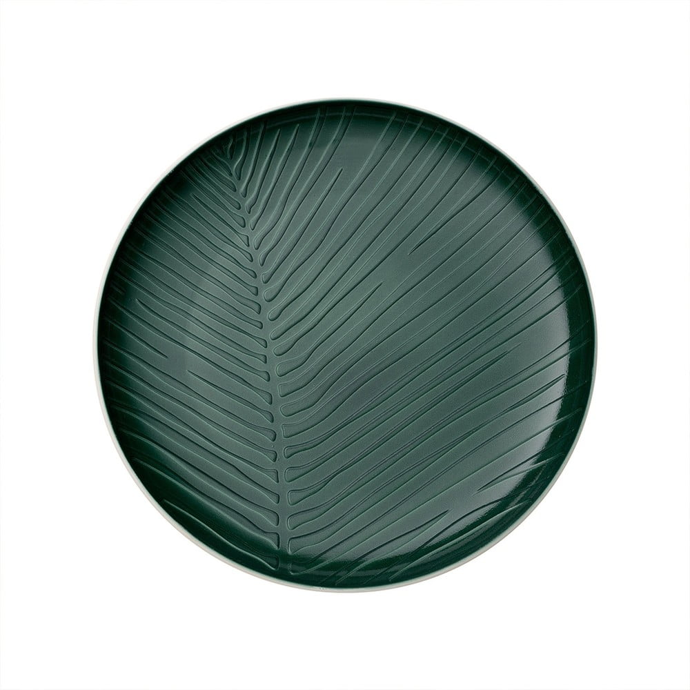 Belo-zelen porcelanast krožnik Villeroy & Boch Leaf, ⌀ 24 cm