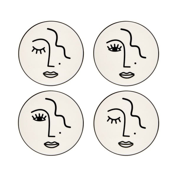 Komplet 4 porcelanastih podstavkov Sass & Belle Abstract Face