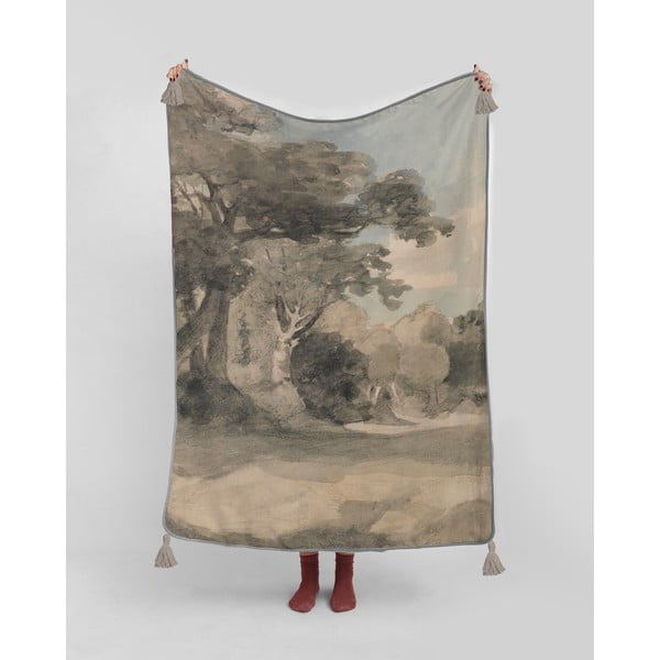 Siva in bež pletena odeja Tierra Bella Watercolor, 130 x 170 cm