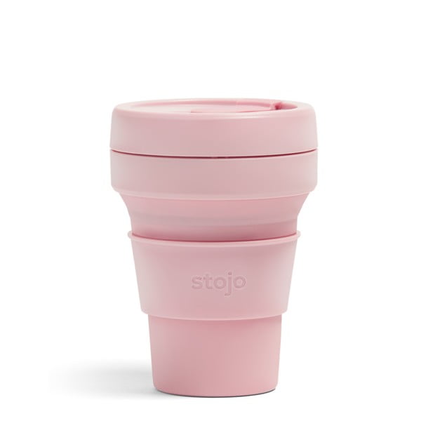 Rožnata zložljiva termo skodelica Stojo Cup Pocket Carnation, 355 ml