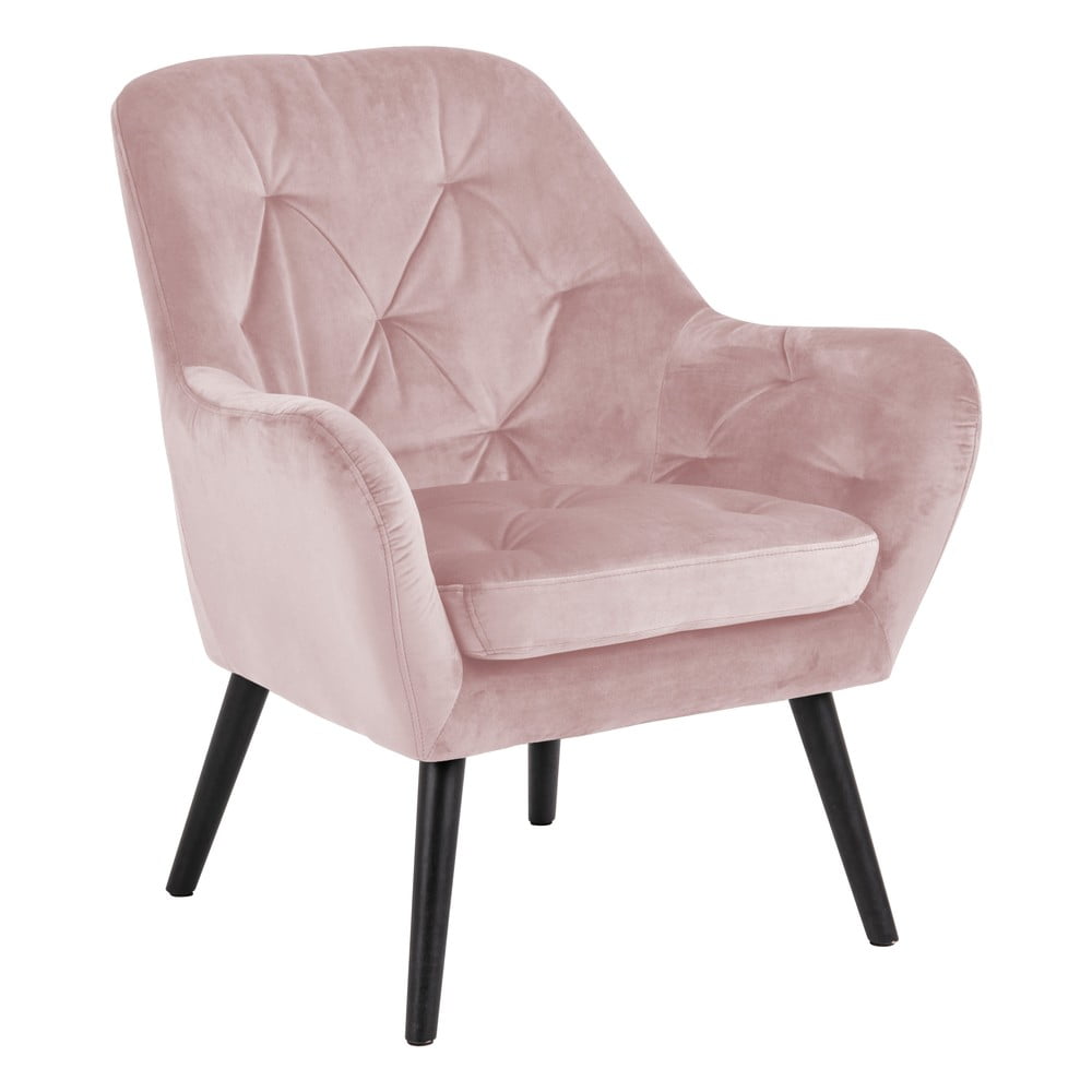 Pudrasto roza žametni fotelj Actona Astro