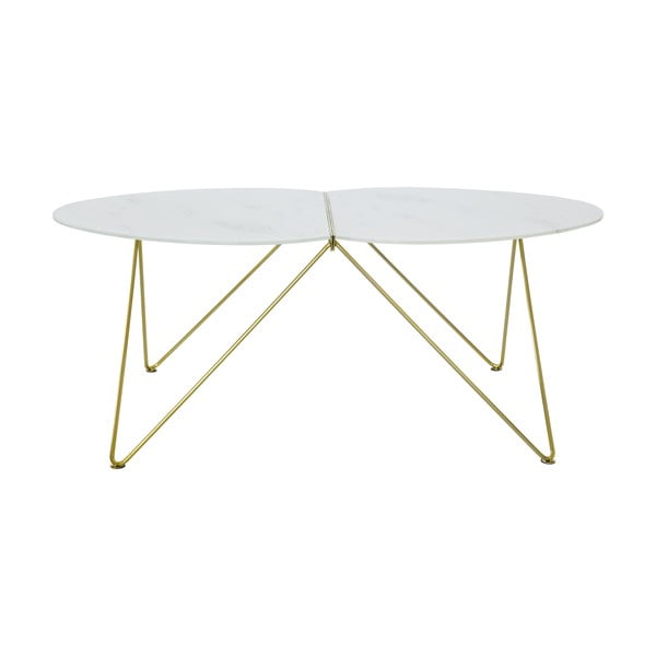 Kavna mizica z marmornim dekorjem in podnožjem v zlati barvi RGE Ant, dolžina 116 cm