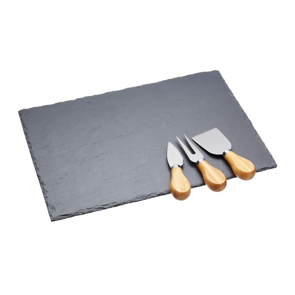 Komplet noža za sir in deske za rezanje iz skrilavca Kitchen Craft , 35 x 25 cm