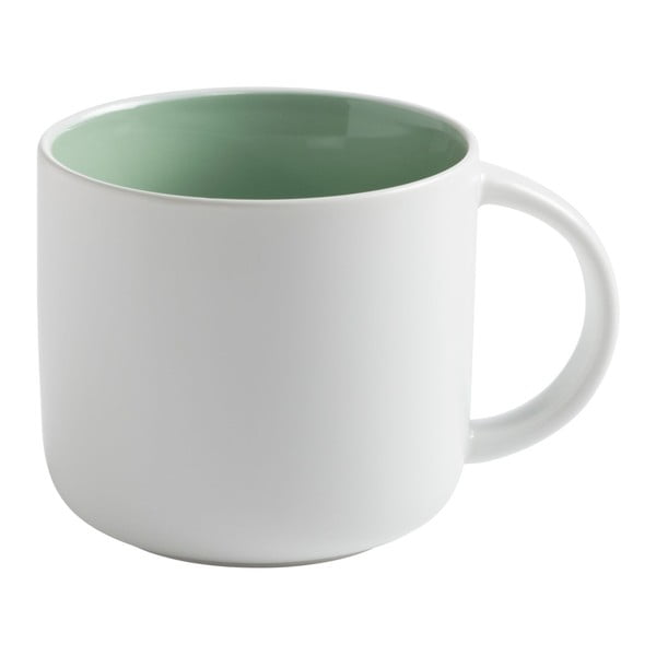 Bel porcelanast lonček z zeleno notranjostjo Maxwell & Williams Tint, 450 ml