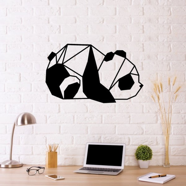 Črna kovinska stenska dekoracija Panda, 55 x 33 cm