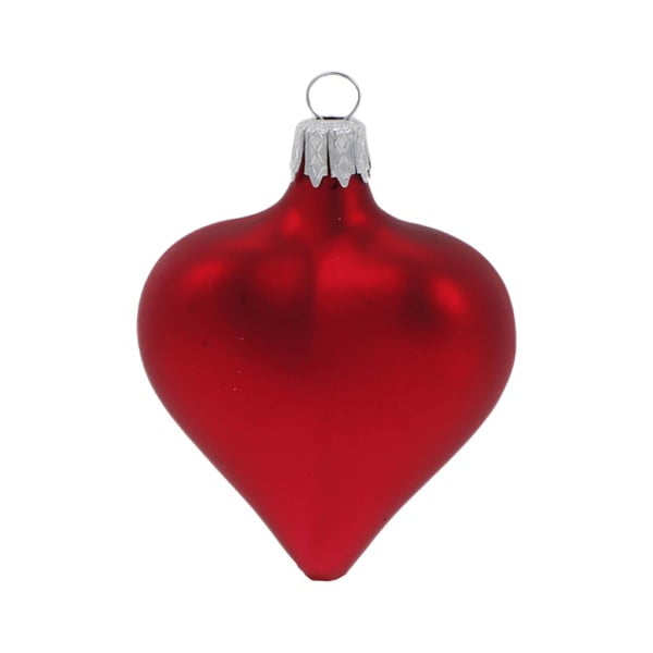 Set 4 božičnih okraskov iz rdečega stekla v obliki srca Ego Dekor