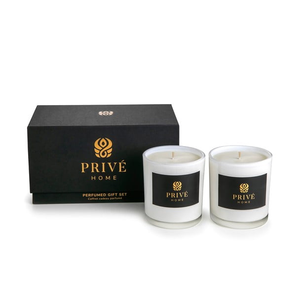 Set 2 belih dišečih sveč Privé Home Mûre-Musc & Rose Pivoine