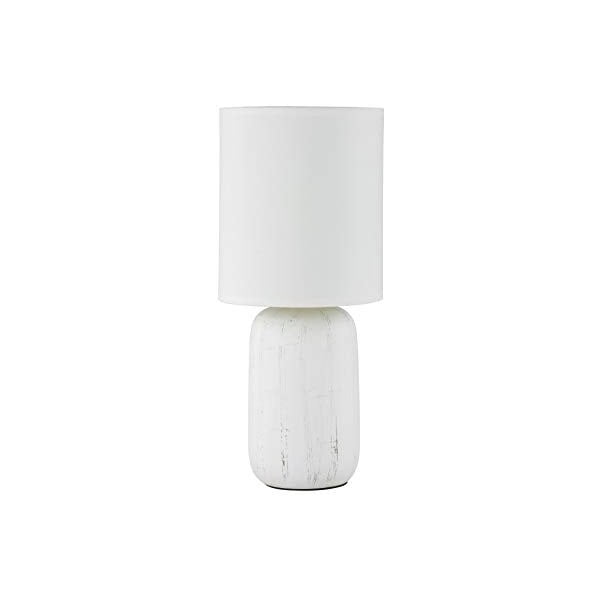 Namizna svetilka iz bele keramike in blaga Trio Clay, višina 35 cm