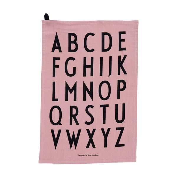 Rožnata bombažna kuhinjska krpa Design Letter Alphabet, 40 x 60 cm