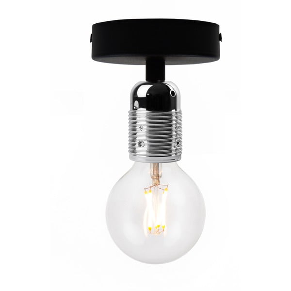 Črna stropna svetilka z navojem v srebrni barvi Bulb Attack Uno Basic
