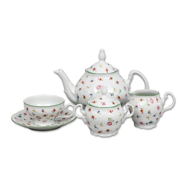 Porcelanast čajni servis z motivom cvetja Thun Bernadotte