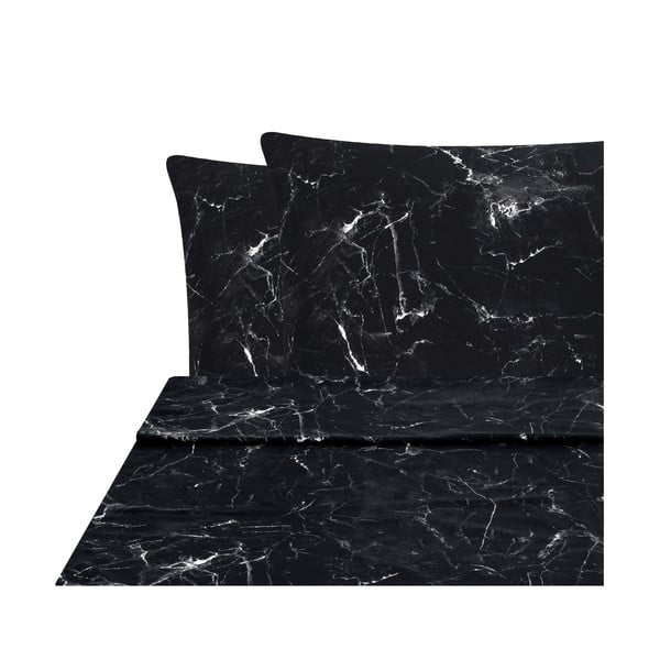 Črna bombažna posteljnina Westwing Collection, 180 x 300 cm