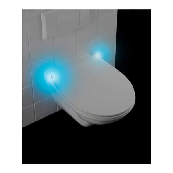 Bela WC deska z lučkami LED in enostavnim zapiranjem Wenko Gubbio, 44 x 36,8 cm