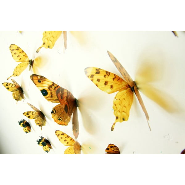 Komplet 18 3D nalepk Ambiance Butterflies Yellow