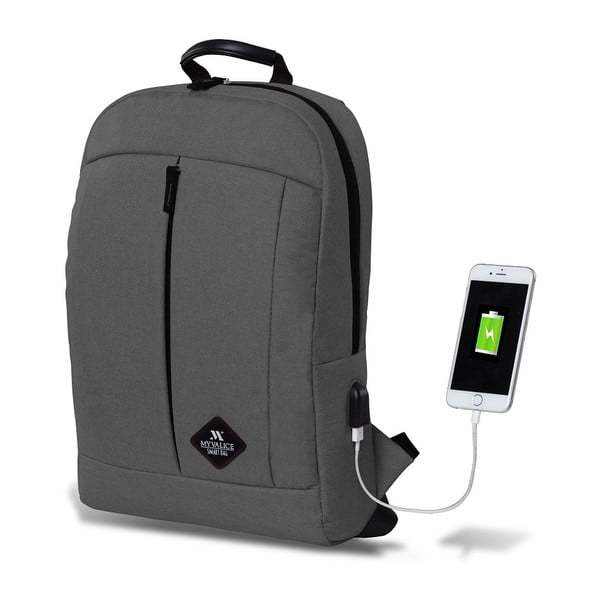 Siv nahrbtnik z USB priključkom My Valice GALAXY Smart Bag