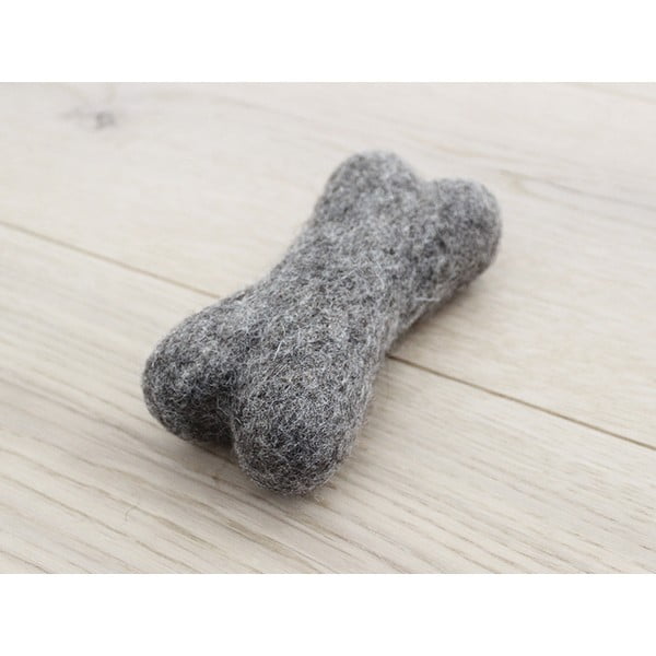 Orehovo rjava volnena igrača za hišne ljubljenčke v obliki kosti Wooldot Pet Bones, dolžina 14 cm