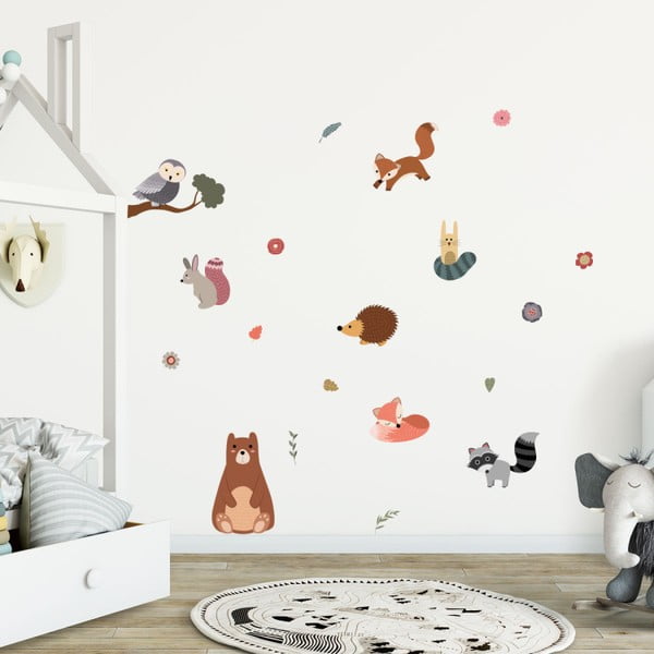 Komplet otroških stenskih nalepk Ambiance Skandinavske Animals Bear and his Friends