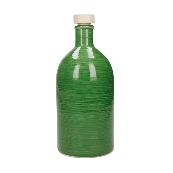 Zelena keramična steklenička za olje Brandani Maiolica, 500 ml
