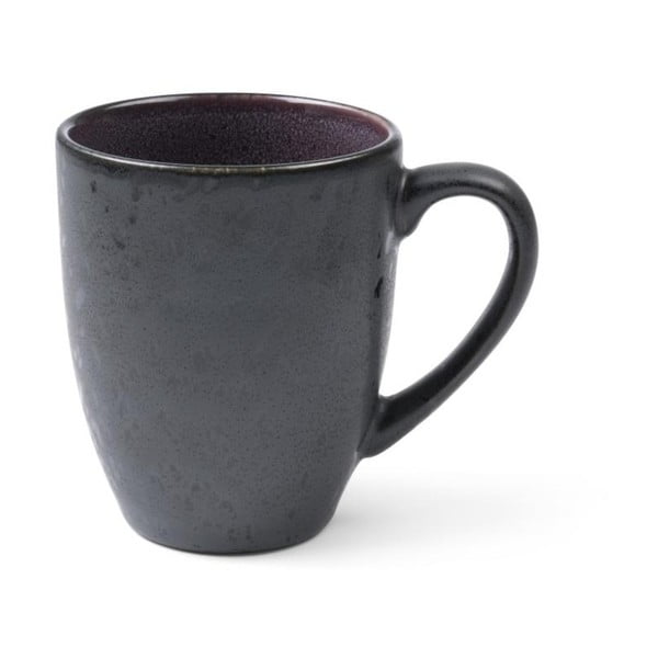 Črna keramična skodelica z ročajem in notranjo glazuro v vijolični barvi Bitz Mensa, 300 ml