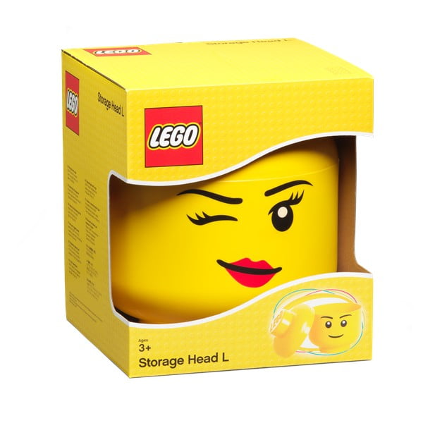 Rumena škatla za shranjevanje v obliki glave LEGO® Winky, ⌀ 24,2 cm