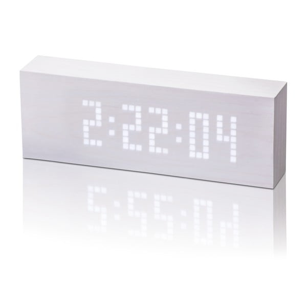 Bela budilka z belim LED zaslonom Gingko Message Click Clock