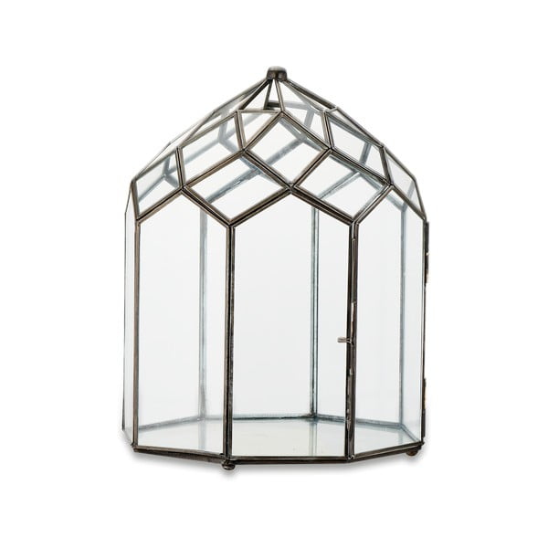 Kovinsko-steklena svetilka s črno konstrukcijo Nkuku Zarika, višina 33 cm