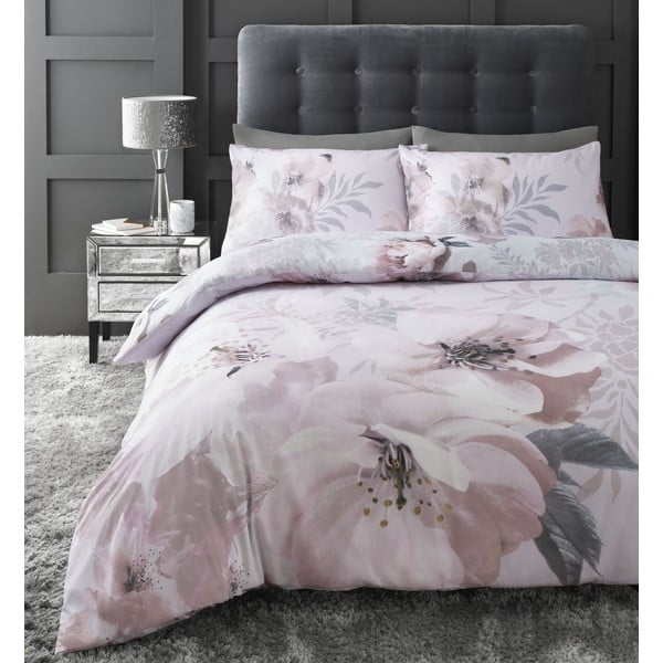 Rožnata posteljnina Catherine Lansfield Dramatic Floral, 135 x 200 cm