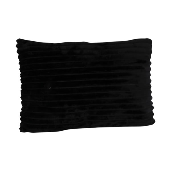 Črna žametna okrasna blazina PT LIVING Ribbed, 50 x 30 cm
