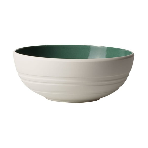 Belo-zelena porcelanasta skleda Villeroy & Boch Leaf, 850 ml
