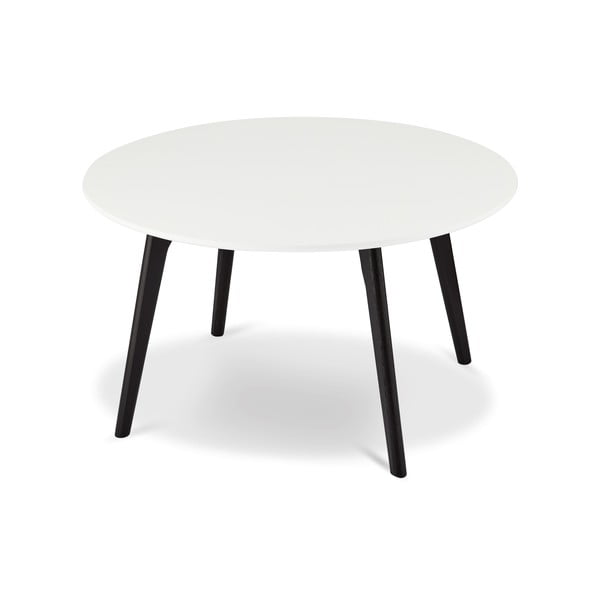 Črno-bela kavna mizica z nogami iz hrastovega lesa Furnhouse Life, Ø 80 cm