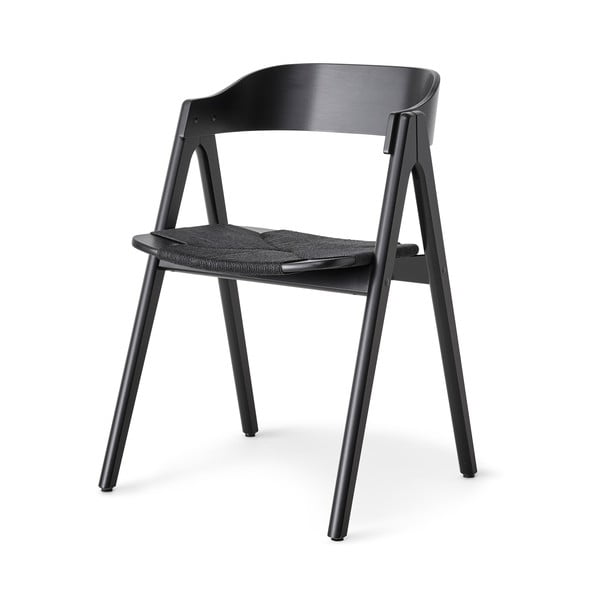 Jedilni stol iz črnega bukovega lesa s sedežem iz črnega ratana Findahl by Hammel Mette