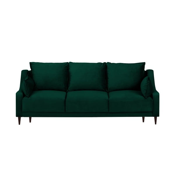 Temno zelena žametna sedežna garnitura s prostorom za shranjevanje Mazzini Sofas Freesia, 215 cm