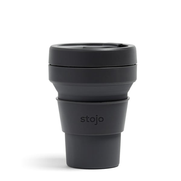 Črna zložljiva termo skodelica Stojo Pocket Cup Carbon, 355 ml