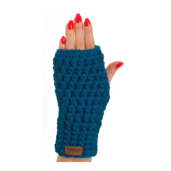 Modre ročno kvačkane rokavice DOKE Malvin