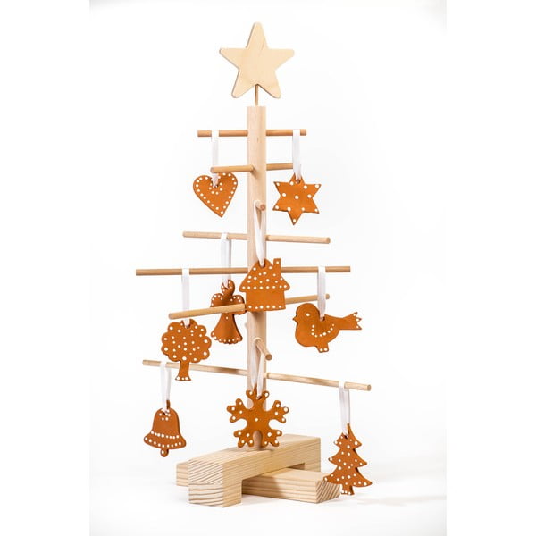 Komplet lesenega božičnega drevesca in 14 okraskov iz terakote Nature Home Xmas Set