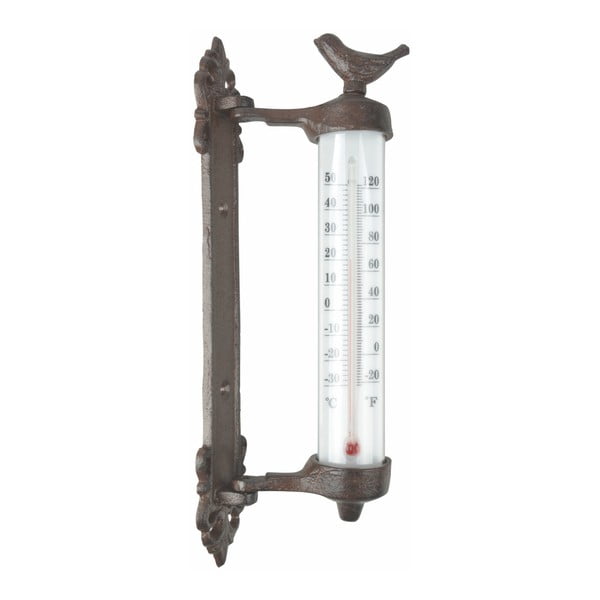 Stenski termometer iz litega železa Esschert Design Dekor Bird, višina 27,3 cm