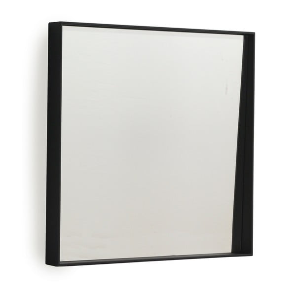 Črno stensko ogledalo Geese Thin, 40 x 40 cm