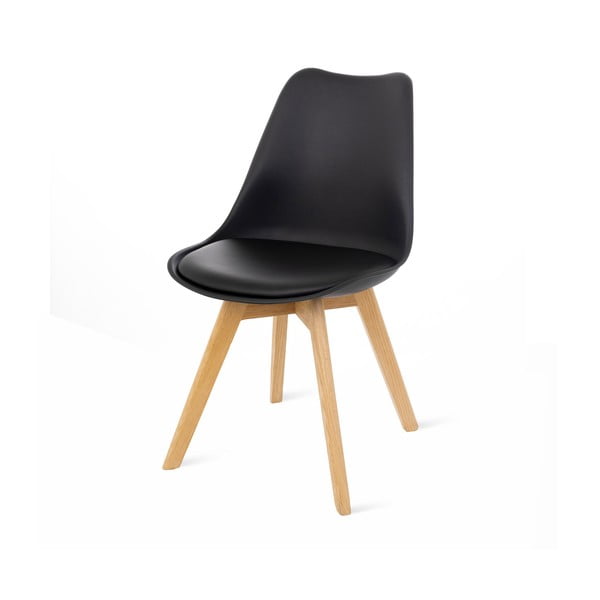 Komplet 2 črnih stolov z bukovimi nogami loomi.design Retro