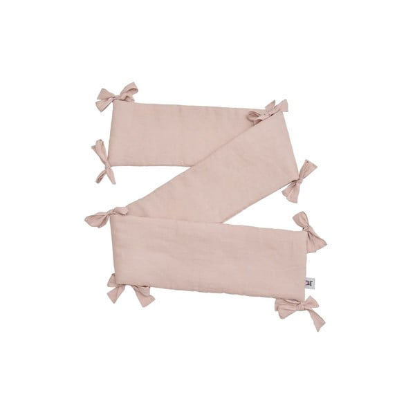 Rožnata lanena zaščitna obroba za otroško posteljico BELLAMY Dusty Pink, 23,5 x 198 cm