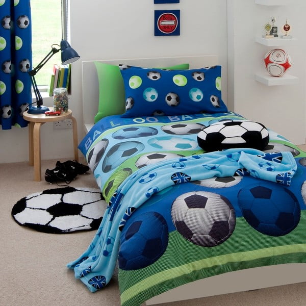 Modra otroška posteljnina Catherine Lansfield Nogomet, 135 x 200 cm