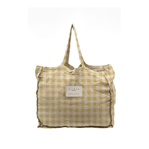 Platnena torba Couture Linen Bag Yellow Vichy